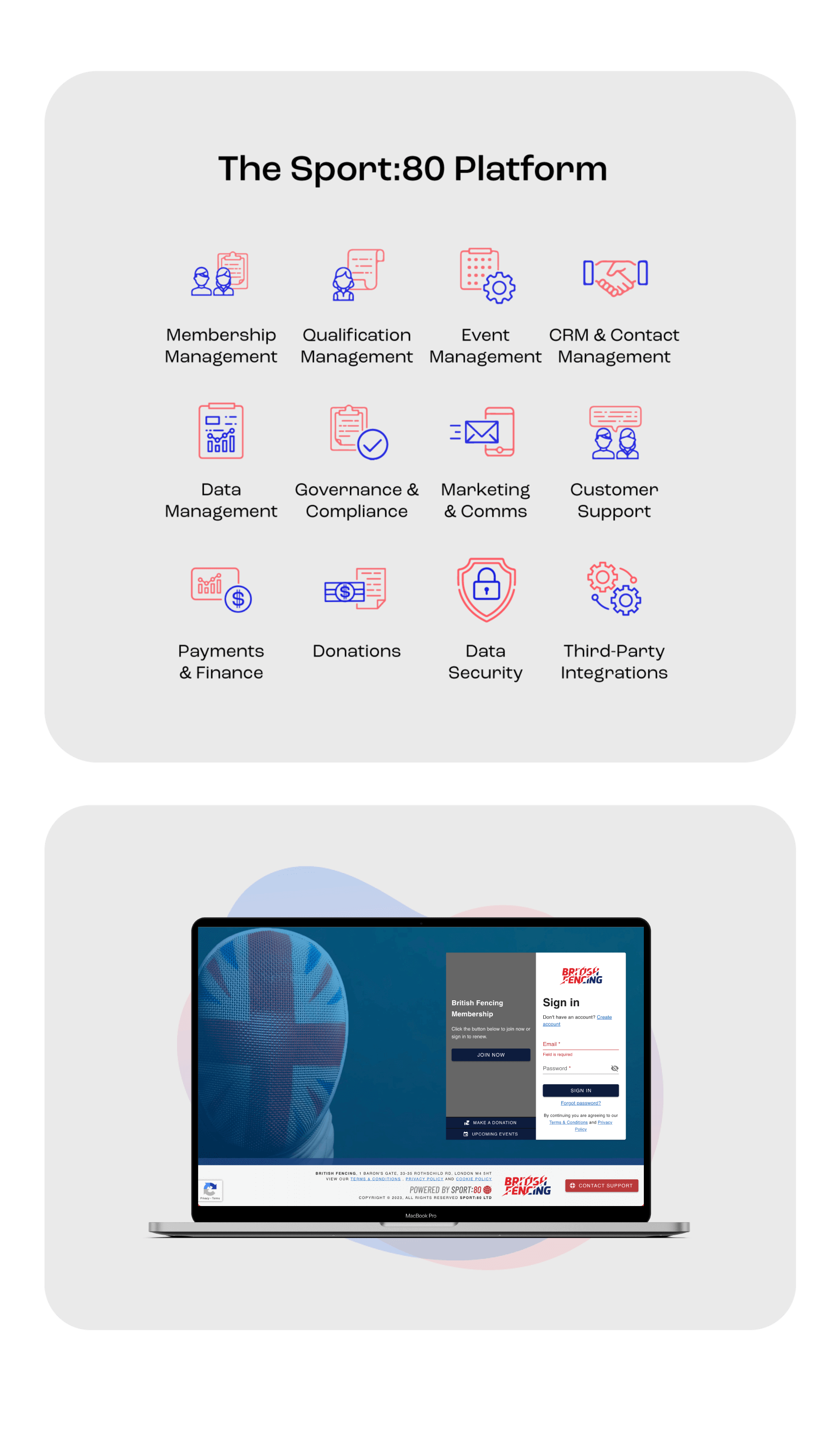 Discover Sport:80's CRM & Contact Management Capabilities graphic